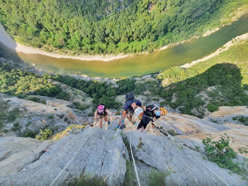 Shiver on the highest abseil in the Ardèche